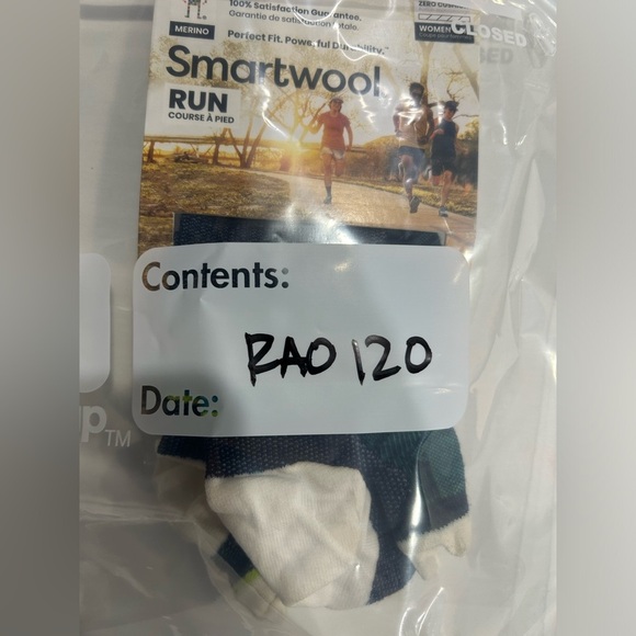 Smartwool Women's Small Run Zero Cushion Striped Low Ankle Socks Teal Blue NWT - Picture 5 of 6